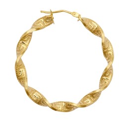 9ct Yellow Greek Key hoop Earrings