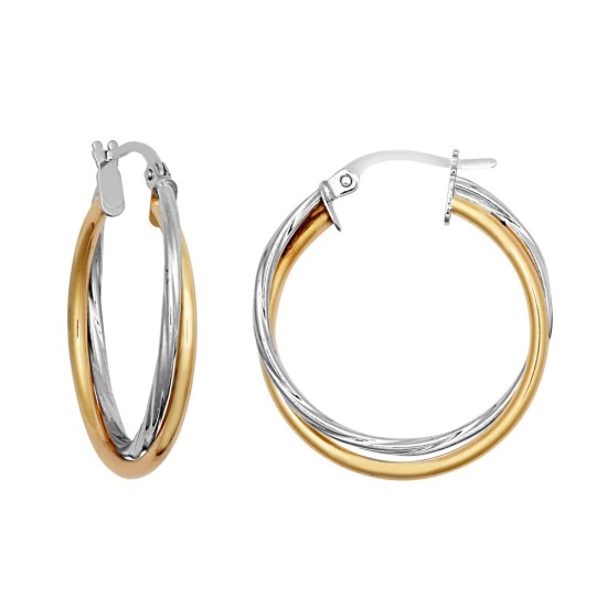9ct Yellow & White Double Hoop Earrings