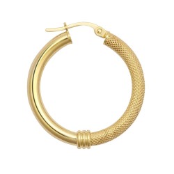 9ct Yellow Polished & Mesh Hoop Earrings
