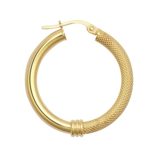 9ct Yellow Polished & Mesh Hoop Earrings