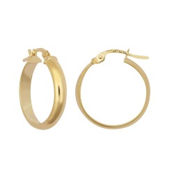 9ct Yellow 3mm Wedding Band Style Hoop Earrings