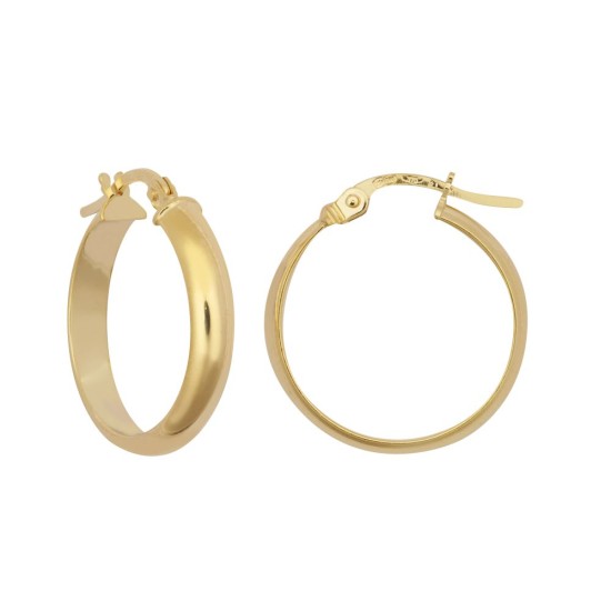 9ct Yellow 3mm Wedding Band Style Hoop Earrings