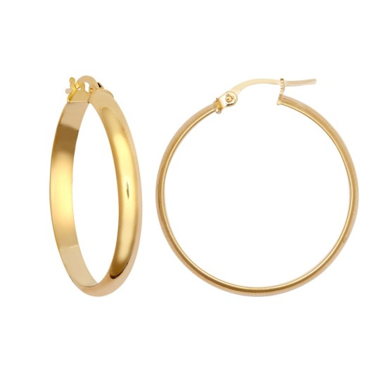 9ct Yellow 3mm Wedding Band Style Hoop Earrings