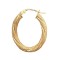 9ct Yellow 3mm Frosted Oval Shaped Hoop Earrings