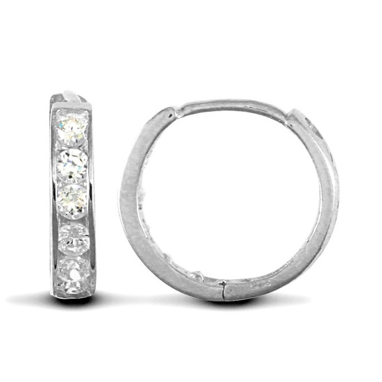 9ct White Cz Set Huggie Earrings
