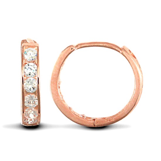 9ct Rose Cz Set Huggie Earrings