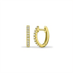 18ct Yellow 0.14ct Natural Diamond Oval Huggie Earrings
