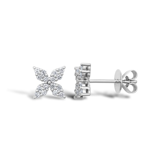 18ct White 0.25ct Natural Diamond X cluster stud earrings