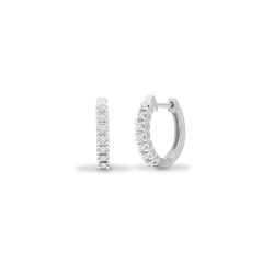 9ct white gold 25pt Natural Diamond huggie earrings with a hinge and a notched post fixing.