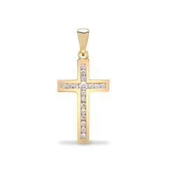 9ct Yellow Gold Channel Set CZ Cross