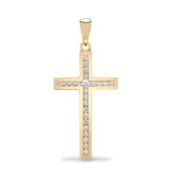 9ct Yellow Gold Channel Set CZ Cross