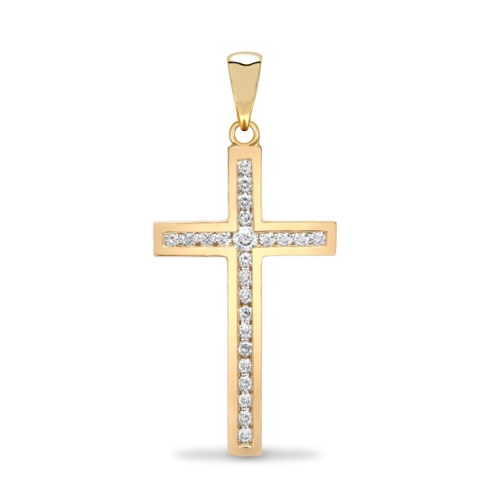 9ct Yellow Gold Channel Set CZ Cross