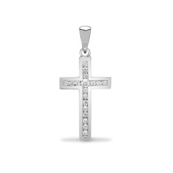 9ct White Gold Channel Set CZ Cross