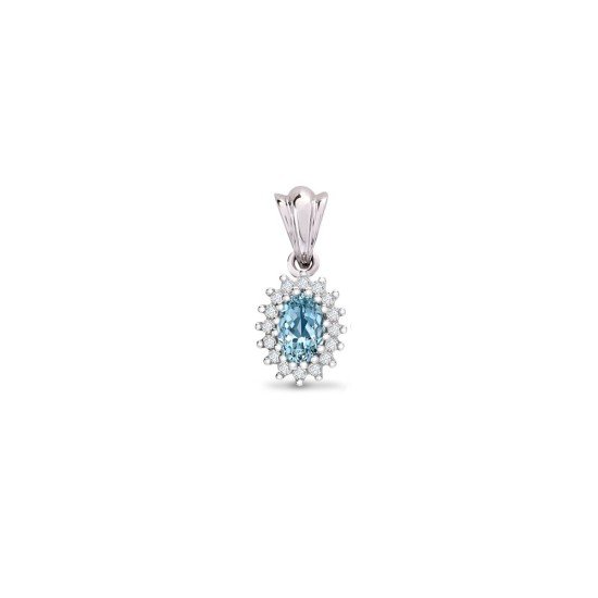 9ct White Gold Natural Diamond And Blue Topaz Pendant