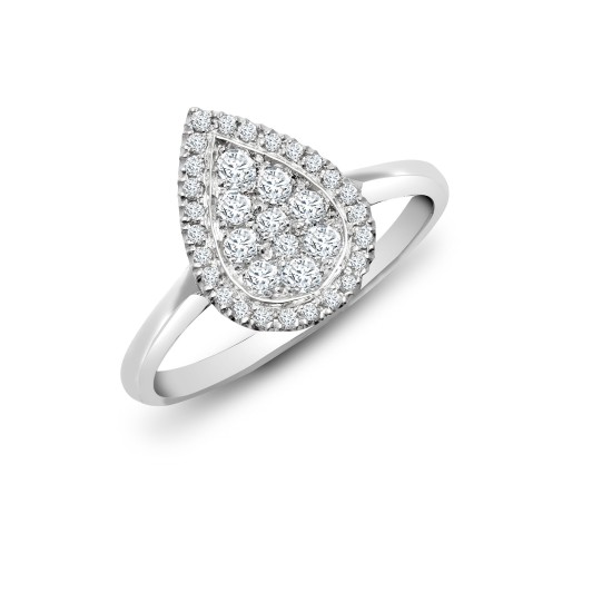 18ct White 0.40ct Natural Diamond Cluster Pear Shape Ring