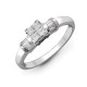 18ct White 0.58ct Natural Diamond Princess Cut & Baguette Ring