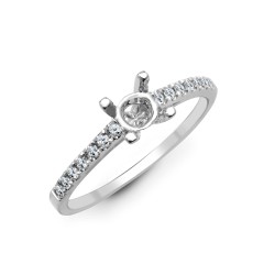 18ct White 0.17ct Natural Diamond Semi Set Ring - Holds 0.70ct