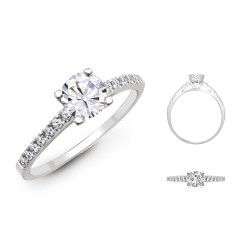 18ct White 0.17ct Natural Diamond Semi Set Ring - Holds 0.50ct