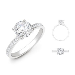 18ct White Gold 0.13ct Natural Diamond Channel-set Wed-fit Ring Mount + 0.25ct Diamond 18ct White Gold 0.13ct Natural Diamond Channel-set Wed-fit Ring Mount + 0.25ct Diamond