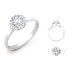 18ct White Gold 0.11ct Natural Diamond Micro-set Halo Wed-fit Ring Mount + 0.50ct Diamond