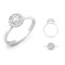 18ct White Gold 0.11ct Natural Diamond Micro-set Halo Wed-fit Ring Mount + 0.50ct Diamond