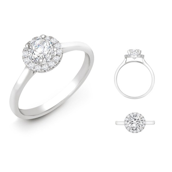 18ct White Gold 0.19ct Natural Diamond Micro-set Halo Wed-fit Ring Mount + 1.00ct Diamond