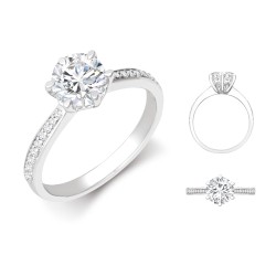 18ct White Gold 0.10ct Natural Diamond Pav?-set 6-claw Ring Mount + 0.50ct Diamond
