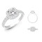 18ct White Gold 0.55ct Natural Diamond Micro-set Cushion-shaped Halo and Shoulders Wed-fit Ring Mount + 0.70ct Diamond