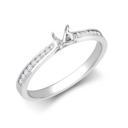 18ct White Gold 0.13ct Natural Diamond Channel-set Wed-fit Ring Mount- Holds 0.25ct