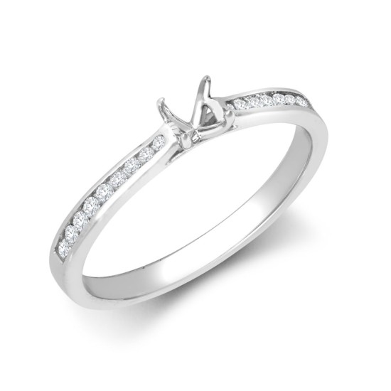 18ct White Gold 0.13ct Natural Diamond Channel-set Wed-fit Ring Mount- Holds 0.25ct