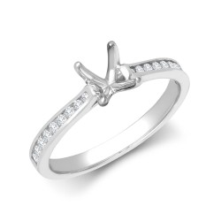 18ct White Gold 0.18ct Natural Diamond Channel-set Wed-fit Ring Mount- Holds 0.70ct