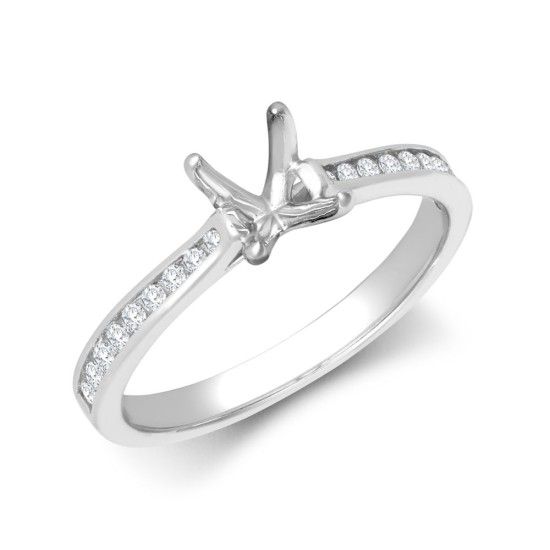 18ct White Gold 0.18ct Natural Diamond Channel-set Wed-fit Ring Mount- Holds 0.70ct