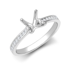 18ct White Gold 0.18ct Natural Diamond Channel-set Wed-fit Ring Mount- Holds 1.00ct