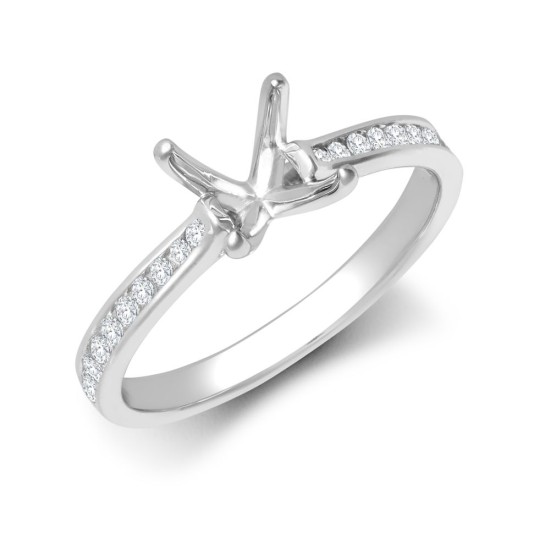 18ct White Gold 0.18ct Natural Diamond Channel-set Wed-fit Ring Mount- Holds 1.00ct