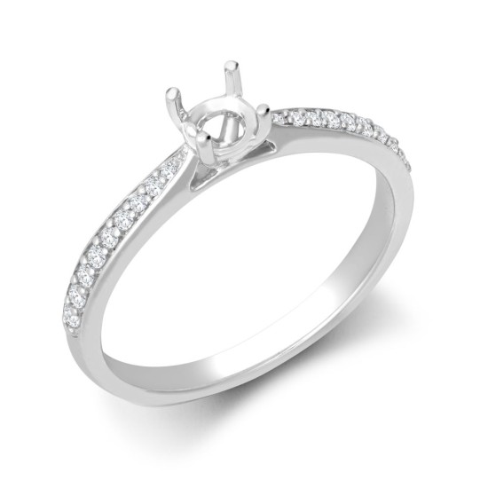 18ct White Gold 0.12ct Natural Diamond Pave set Wed-fit Ring Mount- Holds 0.25ct