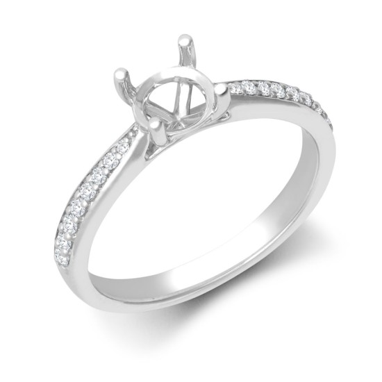 18ct White Gold 0.14ct Natural Diamond Pave set Wed-fit Ring Mount- Holds 0.70ct