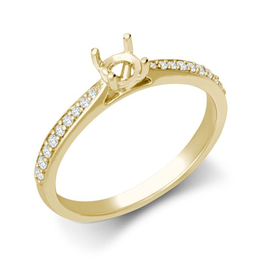 18ct Yellow Gold 0.12ct Natural Diamond Pave set Wed-fit Ring Mount- Holds 0.25ct