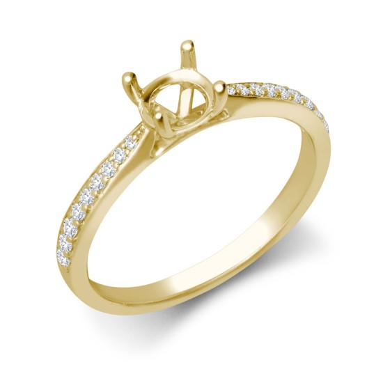 18ct Yellow Gold 0.12ct Natural Diamond Pave set Wed-fit Ring Mount- Holds 0.50ct