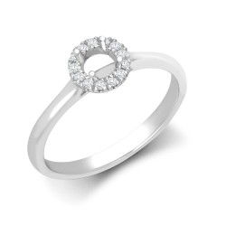 18ct White Gold 0.08ct Natural Diamond Micro-set Halo Wed-fit Ring Mount- Holds 0.25ct