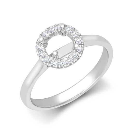 18ct White Gold 0.15ct Natural Diamond Micro-set Halo Wed-fit Ring Mount- Holds 0.70ct