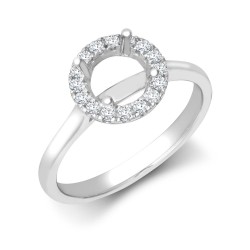 18ct White Gold 0.19ct Natural Diamond Micro-set Halo Wed-fit Ring Mount- Holds 1.00ct