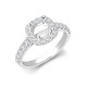 18ct White Gold 0.58ct Natural Diamond Micro-set Cushion-shaped Halo and Shoulders Wed-fit Ring Mount- Holds 1.00ct