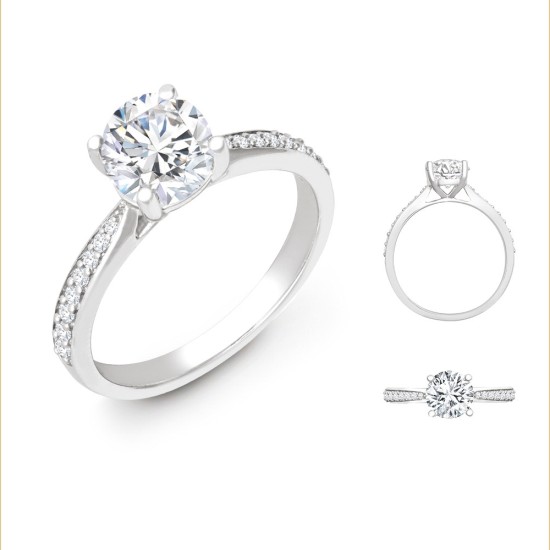 950 Platinum Gold 0.12ct Natural Diamond Pav?-set Wed-fit Ring Mount + 0.25ct Diamond