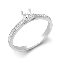 950 Platinum Gold 0.12ct Natural Diamond Pav?-set Wed-fit Ring Mount + 0.25ct Diamond