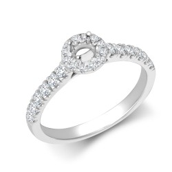 950 Platinum Gold 0.37ct Natural Diamond Micro-set Halo and Shoulders Wed-fit Ring Mount + 0.25ct Diamond