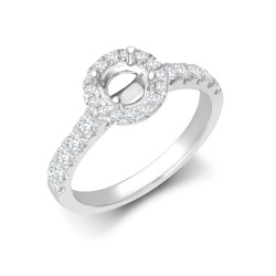 950 Platinum Gold 0.54ct Natural Diamond Micro-set Halo and Shoulders Wed-fit Ring Mount + 0.70ct Diamond
