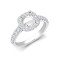 950 Platinum Gold 0.58ct Natural Diamond Micro-set Cushion-shaped Halo and Shoulders Wed-fit Ring Mount + 1.00ct Diamond