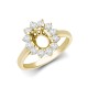 18ct Yellow Gold 0.62ct Natural Diamond Claw-set Cluster Halo Oval Ring - Holds 8x6mm