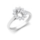 18ct White Gold 0.35ct Natural Diamond Claw-set Cluster Halo Oval Ring - Holds 7x5mm