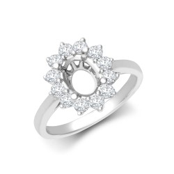 18ct White Gold 0.62ct Natural Diamond Claw-set Cluster Halo Oval Ring - Holds 8x6mm